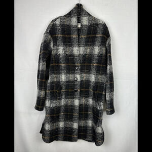 Isabel Marant Etoile Plaid Gabriel Coat Wool Blend Grey Size 38 FR, 6 US